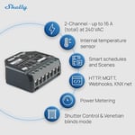 Shelly 2PM Gen4, Wi-Fi ile çalışan akıllı röle şalteri, 16A, güç ölçümü, panjur şalteri, ev otomasyonu, uzaktan kumanda, hub gerekmez, Alexa, HomeKit & Googlе, Zigbee, Matter, 1 adet