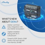 Shelly 2PM Gen4, Wi-Fi ile çalışan akıllı röle şalteri, 16A, güç ölçümü, panjur şalteri, ev otomasyonu, uzaktan kumanda, hub gerekmez, Alexa, HomeKit & Googlе, Zigbee, Matter, 1 adet