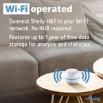 Shelly H&T beyaz | Wi-Fi akıllı termometre higrometre | nem ve sıcaklık sensörü, iOS Android uygulaması ve veri depolama | ev otomasyonu