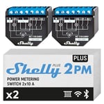 Shelly Plus 2PM, Wi-Fi ve Bluetooth 2 kanallı akıllı röle şalteri, güç ölçümü, ev otomasyonu, panjur uzaktan kumanda, Alexa ve Google Home, iOS Android uygulaması (2'li paket)