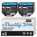 Shelly Plus 2PM, Wi-Fi ve Bluetooth 2 kanallı akıllı röle şalteri, güç ölçümü, ev otomasyonu, panjur uzaktan kumanda, Alexa ve Google Home, iOS Android uygulaması (2'li paket)