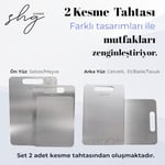ShgHome 2'li Paslanmaz Çelik Kesme/Doğrama Tahtası Seti (Büyük Boy 23x34 cm ve Küçük Boy 20x30 cm)