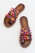 Shoes Hannah Çok Renkli Deri Detaylı Terlik