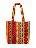 Shopexxtra Anadolu Kilim Desenli Kadın Tote Bag – Keten Omuz Çantası, Geniş Hacimli Günlük Kullanım & Alışveriş Çantası, 40x35x8 cm