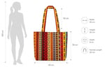 Shopexxtra Anadolu Kilim Desenli Kadın Tote Bag – Keten Omuz Çantası, Geniş Hacimli Günlük Kullanım & Alışveriş Çantası, 40x35x8 cm