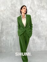 SHUMI Kadın Takım Elbise 2 Parça Oversize Tek Düğmeli Ceket Ofis İş Pantolonu, Rahat Kalıp ve kaliteli pamuk karışım polyester kumaş