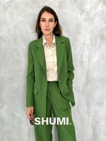 SHUMI Kadın Takım Elbise 2 Parça Oversize Tek Düğmeli Ceket Ofis İş Pantolonu, Rahat Kalıp ve kaliteli pamuk karışım polyester kumaş