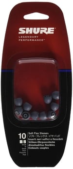 Shure EASFX1 Gri Yumuşak Esnek Kılıflar, Küçük, 10'lu Paket (5 Çift), E1, E3, E4, E5, SCL3, SCL4, SCL5, SE110, SE210, SE310, SE420, SE530, SE115, SE215, SE315, SE425, SE55 i - Seçenekler: Small, Large