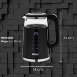 Sıcaklık ayarlı cam su ısıtıcısı 1,7 l (40 °C ila 100 °C) - Sıcak bakım fonksiyonu - Sıcaklık seçimli LED ekran - 2200 W - %100 BPA içermez