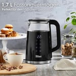 Sıcaklık ayarlı cam su ısıtıcısı 1,7 l (40 °C ila 100 °C) - Sıcak bakım fonksiyonu - Sıcaklık seçimli LED ekran - 2200 W - %100 BPA içermez