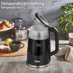 Sıcaklık ayarlı cam su ısıtıcısı 1,7 l (40 °C ila 100 °C) - Sıcak bakım fonksiyonu - Sıcaklık seçimli LED ekran - 2200 W - %100 BPA içermez