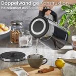 Sıcaklık ayarlı cam su ısıtıcısı 1,7 l (40 °C ila 100 °C) - Sıcak bakım fonksiyonu - Sıcaklık seçimli LED ekran - 2200 W - %100 BPA içermez