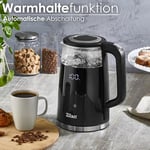Sıcaklık ayarlı cam su ısıtıcısı 1,7 l (40 °C ila 100 °C) - Sıcak bakım fonksiyonu - Sıcaklık seçimli LED ekran - 2200 W - %100 BPA içermez