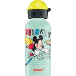 SIGG - KBT Disney Mickey Mouse School alüminyum içecek şişesi, sızdırmaz ve kırılmaz, tüy kadar hafif, BPA içermez, iklime zarar vermez sertifikalı, spor ve okul, beyaz yeşil, 0,4 l