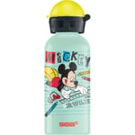 SIGG - KBT Disney Mickey Mouse School alüminyum içecek şişesi, sızdırmaz ve kırılmaz, tüy kadar hafif, BPA içermez, iklime zarar vermez sertifikalı, spor ve okul, beyaz yeşil, 0,4 l