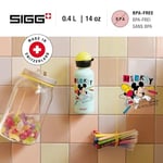 SIGG - KBT Disney Mickey Mouse School alüminyum içecek şişesi, sızdırmaz ve kırılmaz, tüy kadar hafif, BPA içermez, iklime zarar vermez sertifikalı, spor ve okul, beyaz yeşil, 0,4 l