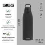 SIGG - Yalıtımlı içecek şişesi – termos Shield Therm One Black – gazlı içecekler – sızdırmaz – bulaşık makinesinde yıkanabilir – BPA içermez –%90 geri dönüştürülmüş paslanmaz çelik – siyah – 1,5 l