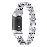 Şık Bling Bantlar Fitbit Charge 4/Charge 3/Charge 3 SE Fitness İzleyici ile Uyumlu, Yapay Elmas Şık Bileklik Paslanmaz Çelik Metal Yedek Kayış Bileklik Takı Kayışı Kadın Kız