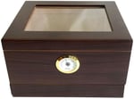 Sikarlan Cedar Camlı Çekmeceli Puro Kutusu Humidor Kahve 40s