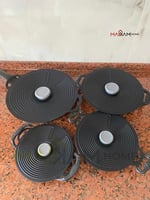 Silikon Tencere Kapağı, Tava Kapağı, Isı Koruyucu, Vakumlu kapak, Muhafaza kapağı (Siyah, 4'lü) - Bedenler: 4'lü, 20Cm, 23Cm, 28Cm