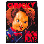 Silver Buffalo Çocuk Oyunu Chucky Wanna Play Polar Battaniye - 132 x 150 cm | Korku Hayranları için Yumuşak ve Rahat Battaniye