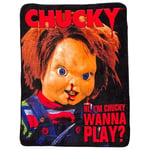 Silver Buffalo Çocuk Oyunu Chucky Wanna Play Polar Battaniye - 132 x 150 cm | Korku Hayranları için Yumuşak ve Rahat Battaniye
