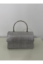 Silver Işıltılı Clutch Abiye Çanta