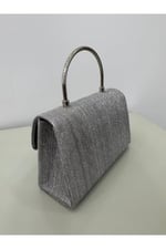 Silver Işıltılı Clutch Abiye Çanta
