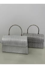 Silver Işıltılı Clutch Abiye Çanta