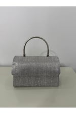 Silver Işıltılı Clutch Abiye Çanta