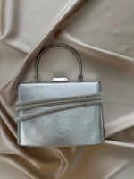 Silver Taşlı Metal Kulplu Abiye Çanta