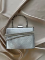 Silver Taşlı Metal Kulplu Abiye Çanta