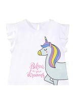 Sim Unicorn Kız Çocuk T-Shirt Poplin Şort Takım
