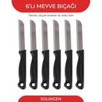 Simli Meyve Bıçağı 6'lı Siyah Soyma Doğrama Dilimleme