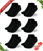 Simli Nokta Desenli Siyah Renk Kadın Bambu Patik Çorap 6lı Set