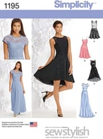 Simplicity 1195 Gece Elbisesi, Kokteyl Elbisesi, Beden 32-40