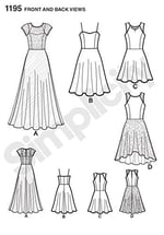 Simplicity 1195 Gece Elbisesi, Kokteyl Elbisesi, Beden 32-40