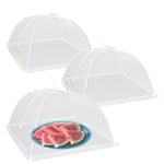 Simply Genius Pop-Up Mesh Gıda Örtüsü Çadır - 43 x 43 cm, Beyaz, 3'lü Paket, Kompakt - Kamp Temelleri ve Piknik Yiyecek Örtüleri - Açık Hava Partisi Temelleri