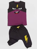Şimşek Maske Erkek Çocuk T-shirt Kapri Şort akım