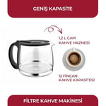 Sinbo SCM-2938 Filtre Kahve Makinesi 12 Fincan / 1.2 Litre Kapasite | Damlatmaz Özellik | Termostatlı Isıtma | Cam Demlik | Ofis ve Ev için