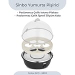 Sinbo SEB-5807 Yumurta Haşlama Makinesi, 7 Yumurtalık Elektrikli Yumurta Pişirici, 350 W, Otomatik Kapanma, Sesli Uyarı, Şeffaf Kapak