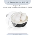 Sinbo SEB-5807 Yumurta Haşlama Makinesi, 7 Yumurtalık Elektrikli Yumurta Pişirici, 350 W, Otomatik Kapanma, Sesli Uyarı, Şeffaf Kapak