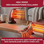 Sinbo SFH-3399 1000W (2x500W) Quartz Isıtıcı | 2 Kademeli Isı Ayarlı, Devrilme Emniyetli, Masa ve Yer Tipi Hızlı Isıtıcı