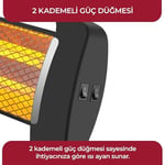 Sinbo SFH-3399 1000W (2x500W) Quartz Isıtıcı | 2 Kademeli Isı Ayarlı, Devrilme Emniyetli, Masa ve Yer Tipi Hızlı Isıtıcı