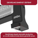 Sinbo SFH-3399 1000W (2x500W) Quartz Isıtıcı | 2 Kademeli Isı Ayarlı, Devrilme Emniyetli, Masa ve Yer Tipi Hızlı Isıtıcı