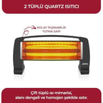 Sinbo SFH-3399 1000W (2x500W) Quartz Isıtıcı | 2 Kademeli Isı Ayarlı, Devrilme Emniyetli, Masa ve Yer Tipi Hızlı Isıtıcı