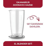 Sinbo SHB-3102 El Blenderi Çubuk Blender, Paslanmaz Çelik Uç, Ölçü Kabı Dahil, Çorba Sos Püre Smoothie Hazırlama, Ergonomik Tutuş, Beyaz