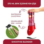 Sinbo SHB-7508 Kırmızı Shake Take One | 300W Taşınabilir Smoothie Blender | 570 ml Spor Şişe - Çelik Bıçaklı Karıştırıcı