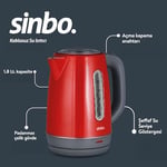 Sinbo SK-8031 Su Isıtıcı Kettle – Paslanmaz Çelik, 1.8 L, Inox, Otomatik Kapanma (Açık Gri)