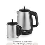 Sinbo STM-5845 Çelik Elektrikli Çay Makinesi Inox Çaycı 2-in-1 Demlik Su Isıtıcı 1600W Otomatik Kapama